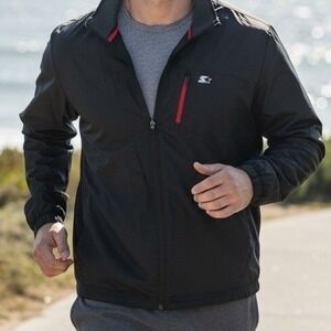 Starter Black Lightweight Full Zip Jacket Men's‎ Athletic Windbreaker